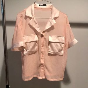 Nasty Gal semi sheer button up T